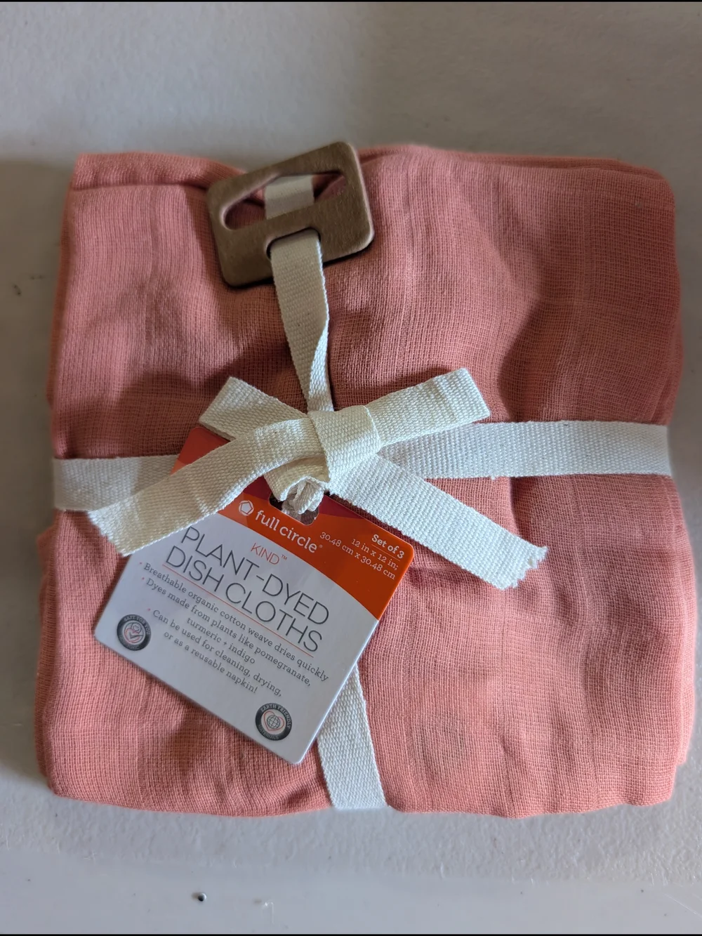 full circle Coral Plant-Dyed Dish Cloths - Set of 3